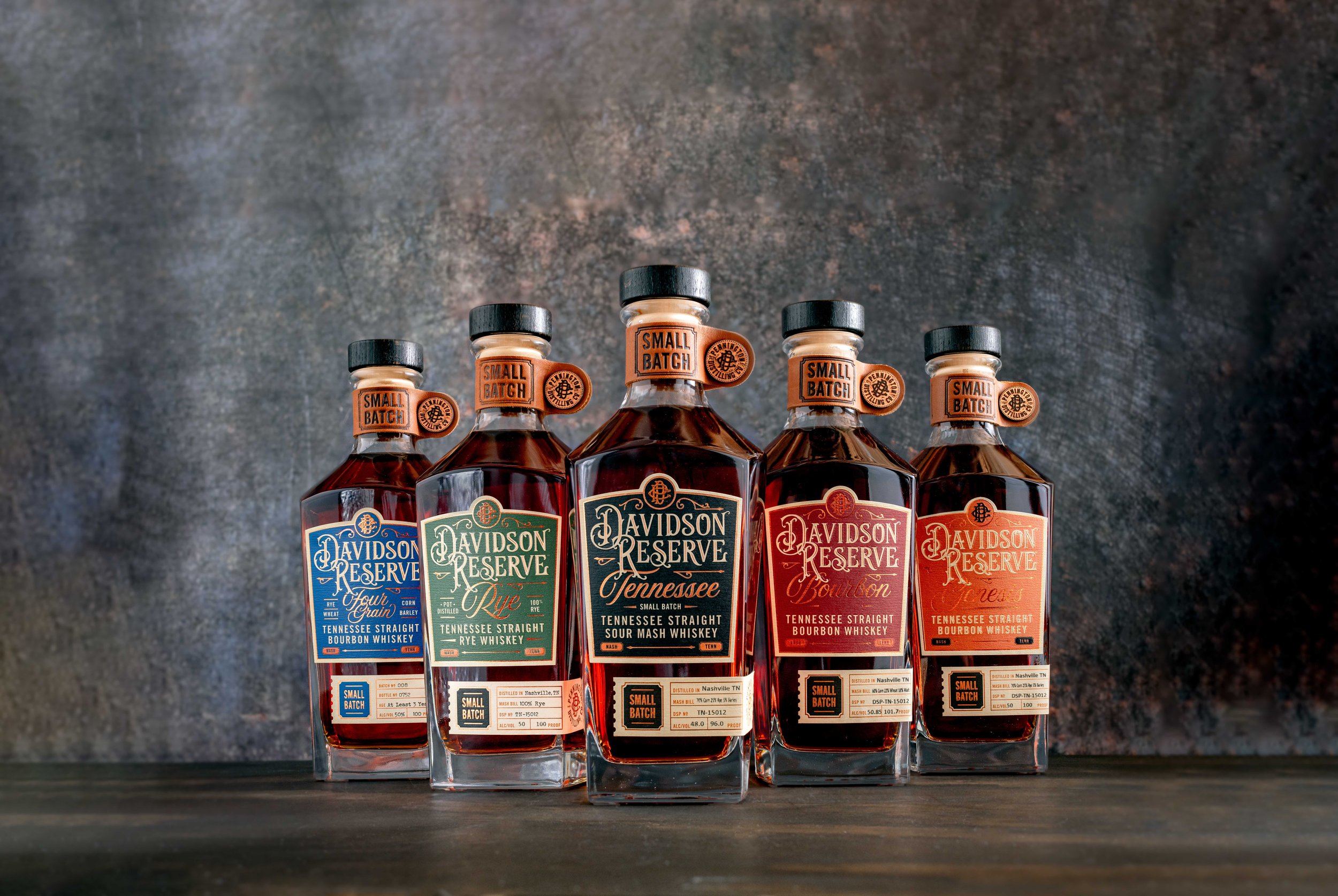 Bottles of Davidson Reserve whiskey made be Nashville distillery