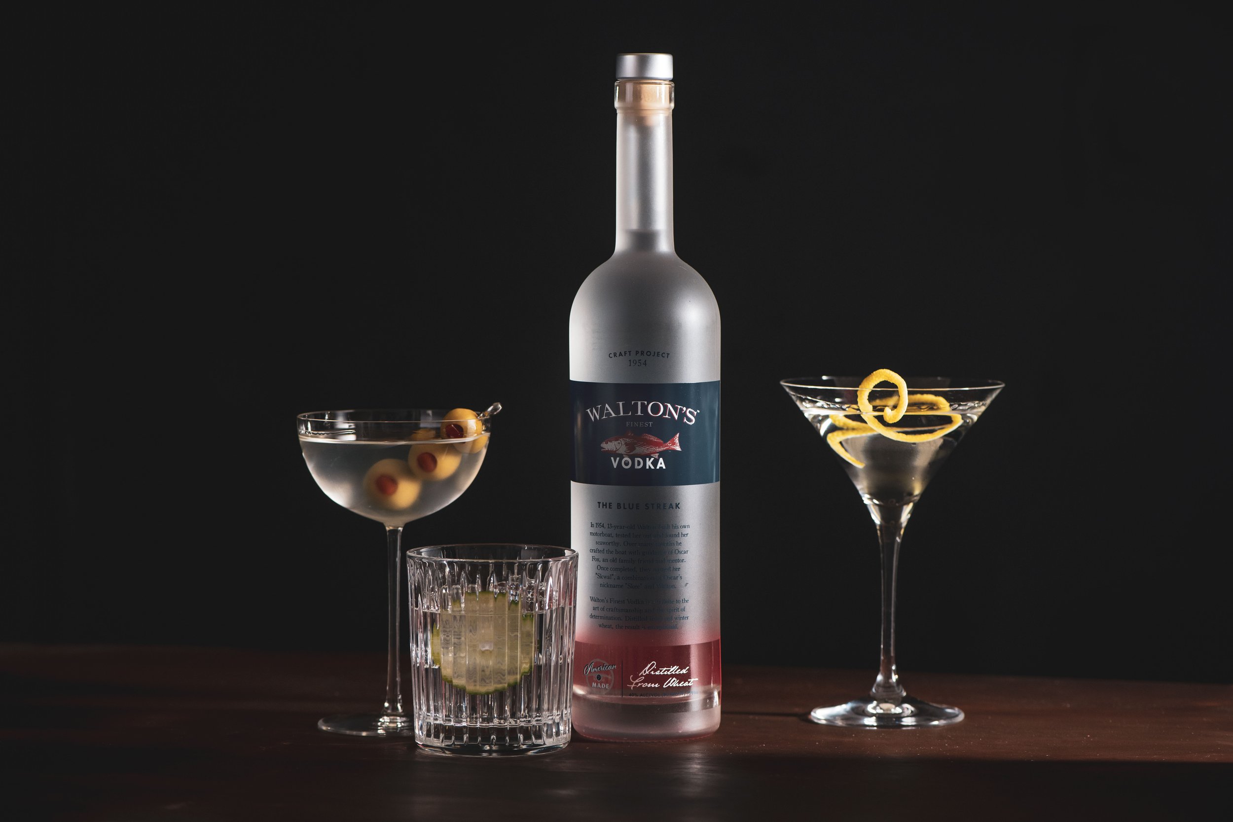 elegant and refined walton's vodka on display with vodka cocktails that are exceptional when made with this vodka